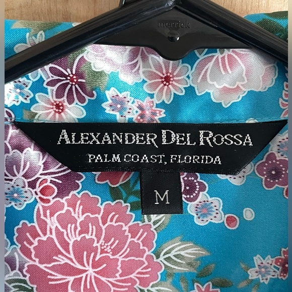 ALEXANDER DEL ROSSA Satin Nightshirt M Floral Long Sleeve Sleepwear - Picture 2 of 11